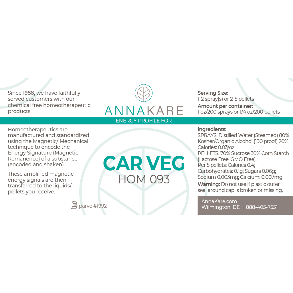 Car Veg - HOM 093 - HomeopathyStore.com